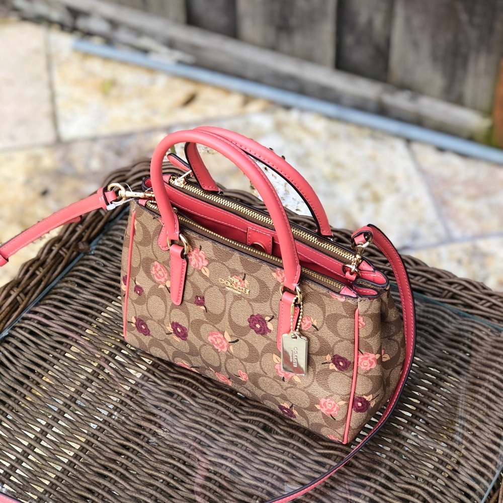 NWT Coach Peony floral Mini Surrey Satchel - Picture 2 of 8